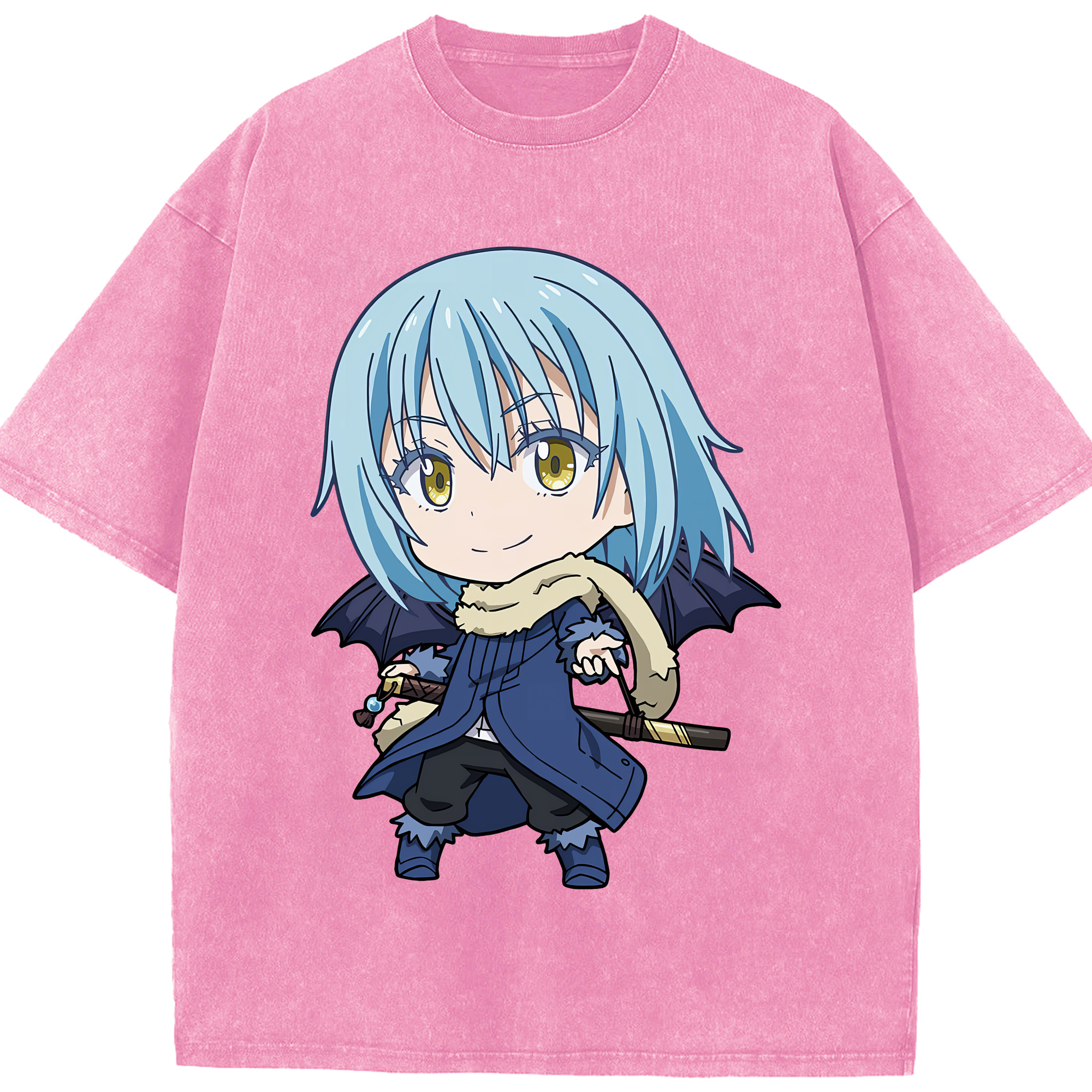 （画像用） 転スラ Regarding Reincarnated to Slime 綿100% ヴィンテージ風 半袖Tシャツ（フロントプリント）